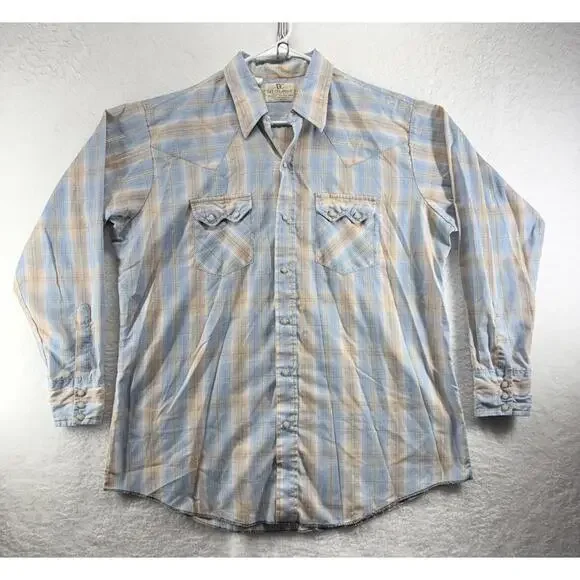 Vintage Dee Cee Pearlsnap Sawtooth Button Up Plaid Mens Size 17-35 - Picture 1 of 8